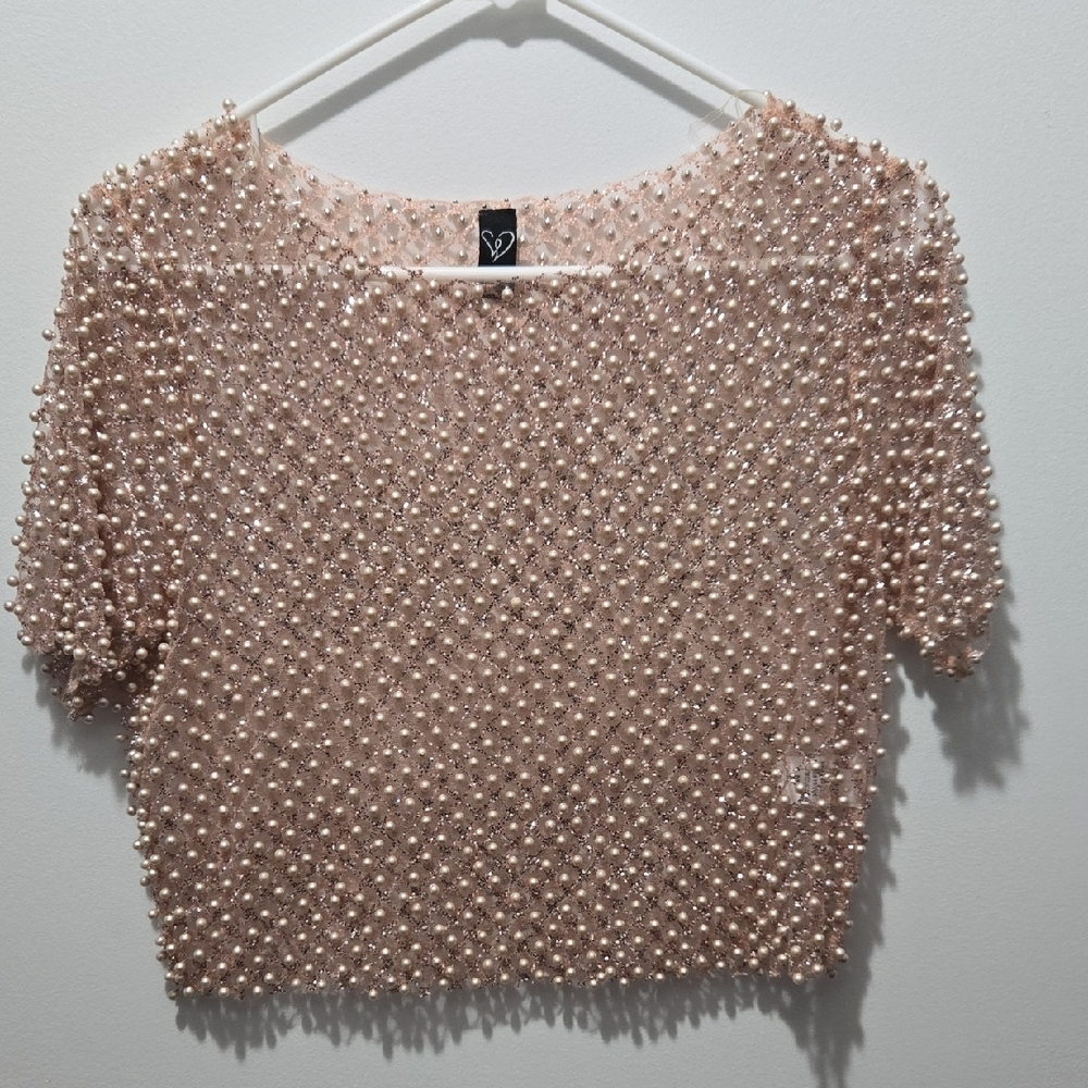 Elegant Pearl Embellished Women's Top
